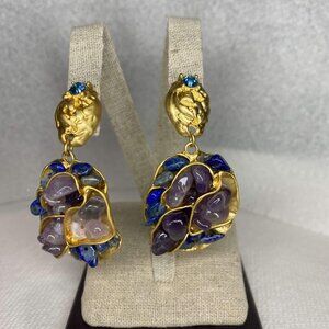 Very Unique Statement earrings Gold Covered 925 Sterling silver  needle